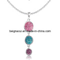 Checa Pedra Luz Rose &amp; Rose &amp; Blue Zircon Cor Colar Pingente Longo